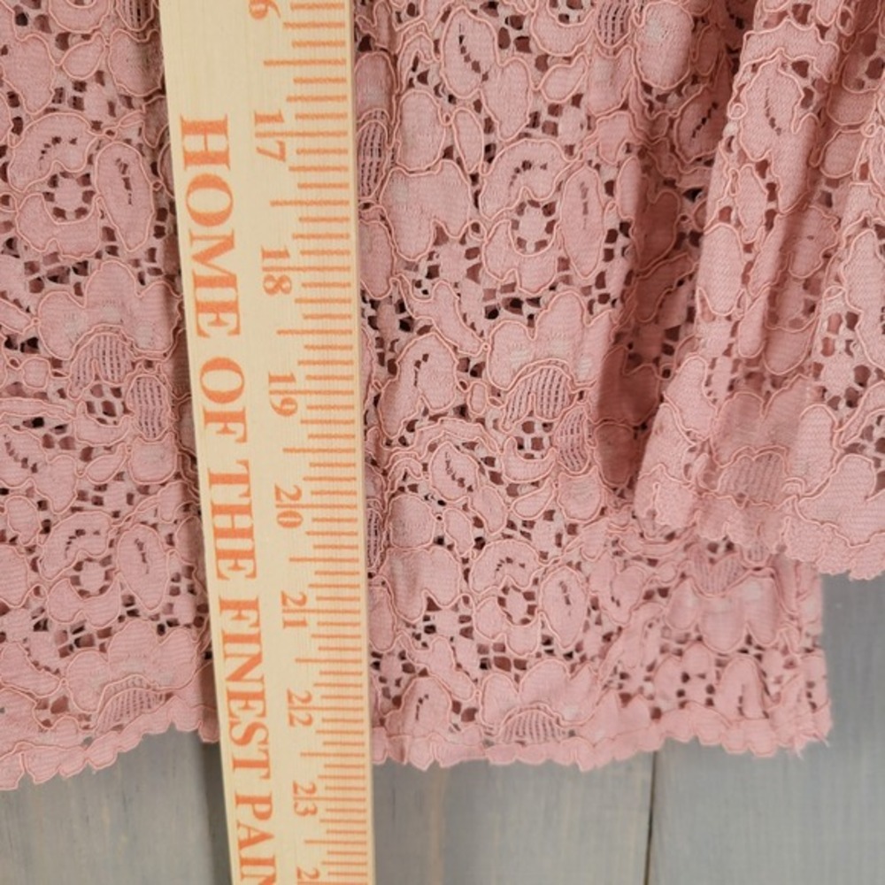 Zara Woman Floral Lace Blouse Womens Large Pink Bell Sleeve Romantic Boho - Picture 9 of 9